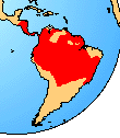 distribution of living members of the family Dendrobatidae